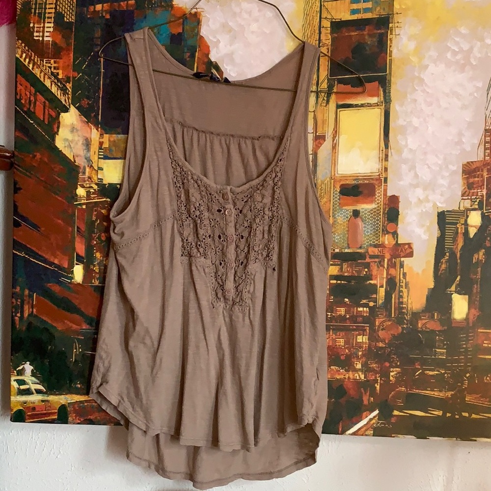 American eagle brown embroidered flowy tank XS.